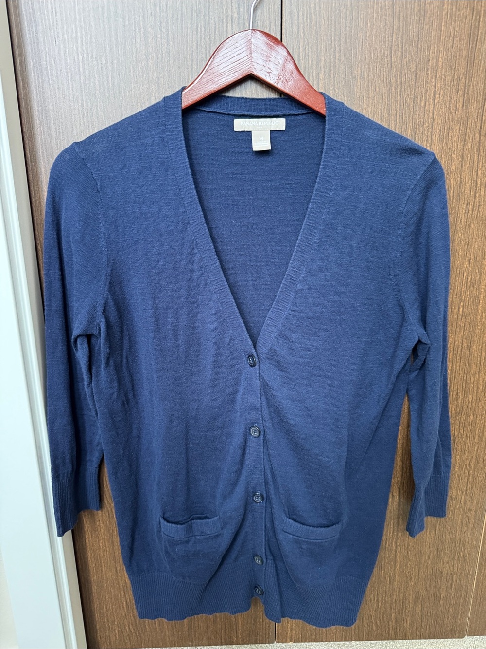 Banana Republic Factory Navy, 3/4 sleeve, Button Cardigan